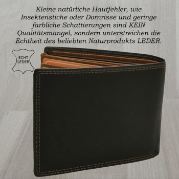 Herren Leder Geldbeutel Portemonnaie innen schwarz braun